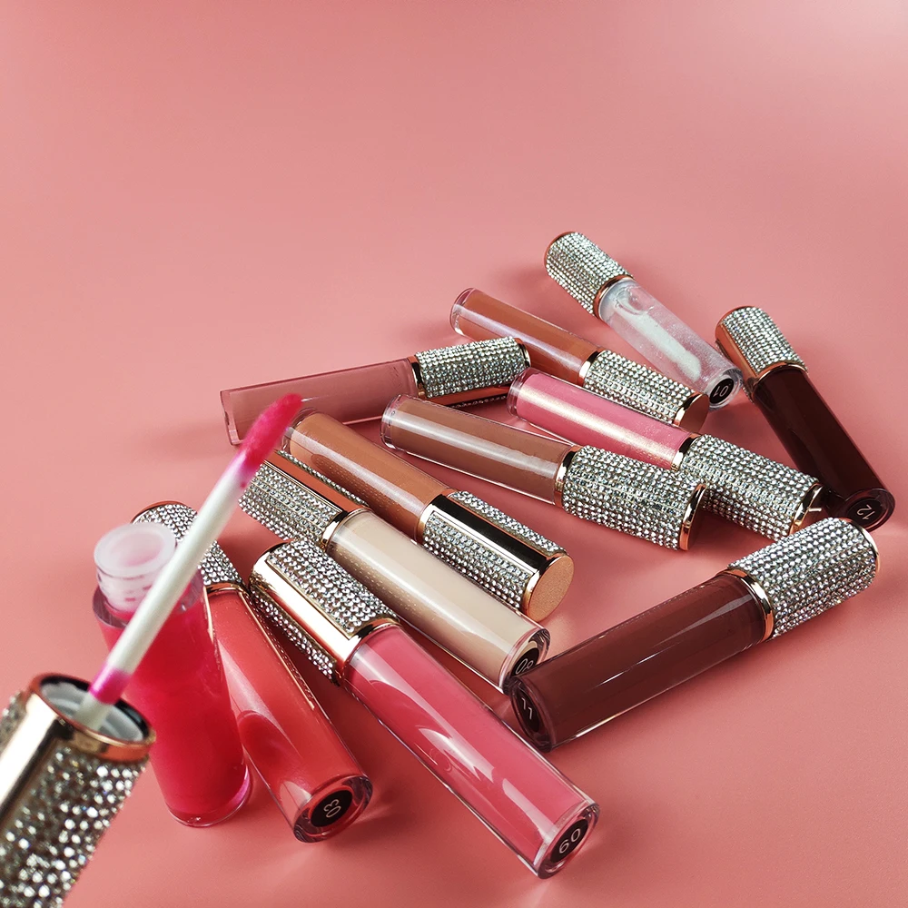 Cosmetics Private Label Lip Gloss Waterproof Diamond Lid Makeup DIY Lip Gloss