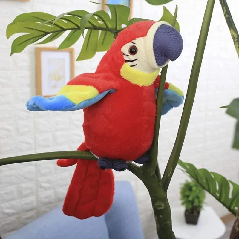 Talking Macaw Parrot Repeat What You Say Stuffed Animal Plush Toy Speaking Parrot Pet for Kids Gift