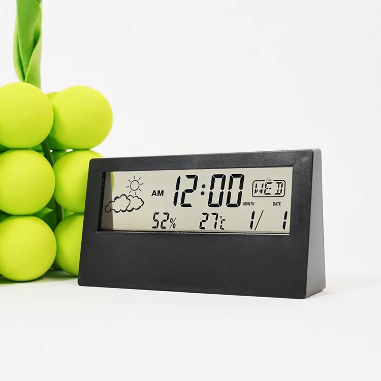 LCD Student Transparent Bedside Digital Clock Multi-function Meteorological Electronic Alarm Clock with Temperature and Humidity