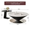 Table basse soucoupe volante avec plateau en ardoise, 90 cm + table d'appoint 50 cm