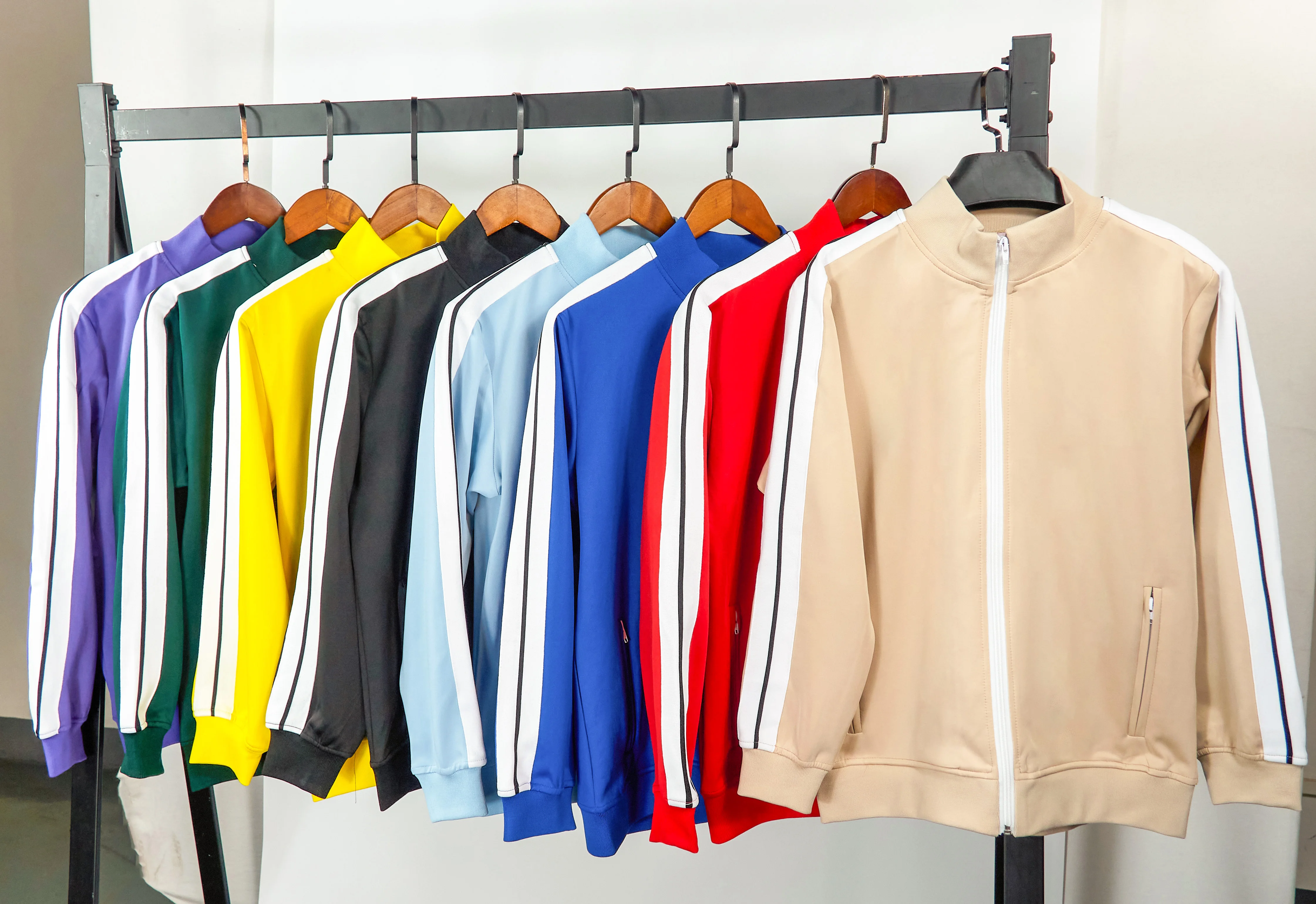 Private Label Track Suit Outfits Two Piece Set Side Stripe Zip up Cotton Sports Men Streetwear Sweatsuit Tracksuit gallery 3