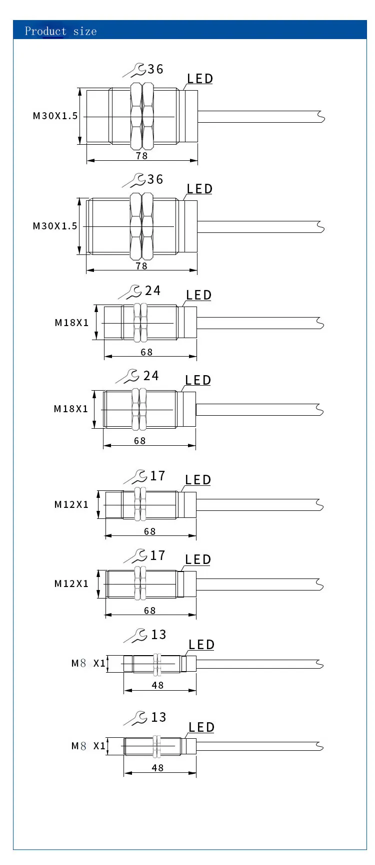 Bxuan M12 2mm Sensing range PNP NC 3-wire 12 to 24V DC flush Inductive Proximity Switch Sensor manufacture