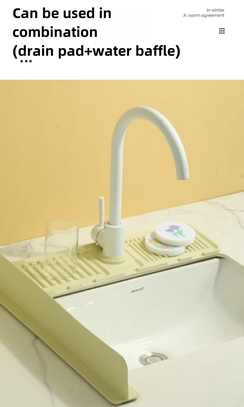 thickened silicone faucet drainage mat anti slip water catcher splash guard-48