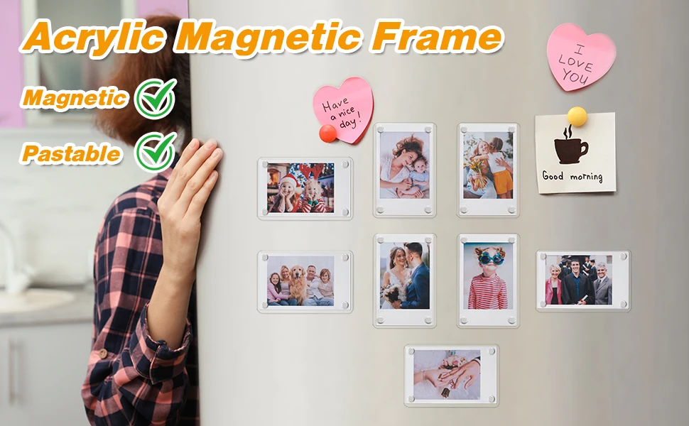 2.36 X 3.54 Inch Acrylic Fridge Magnetic Frame for Fujifilm Instax Mini, Double Sided Photo Refrigerator, Picture Display Frame manufacture