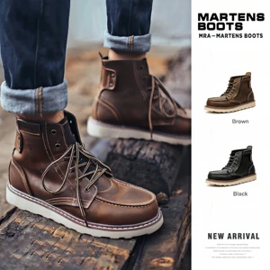 Men's Retro Anti-Skid Steel Safety Toe Leather Hiking Boots All Seasons Work Industrial Use Rubber EVA Summer Winter Spring