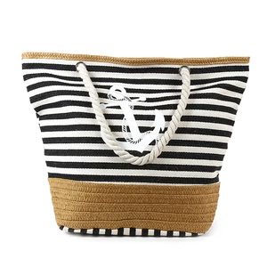 Custom Large Canvas Straw Travel Shopping Summer Women Tote Beach Bag
