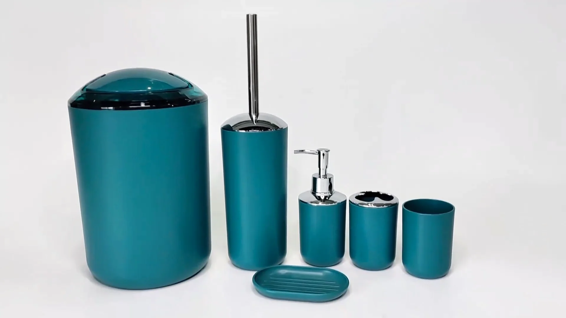 Cheap Wholesales 6 Pcs Pp Bathroom Set Gray Plastic Bathroom