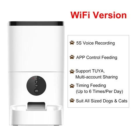 6L Wifi Style Manual Feeding Key Lock Function Smart Pet Device
