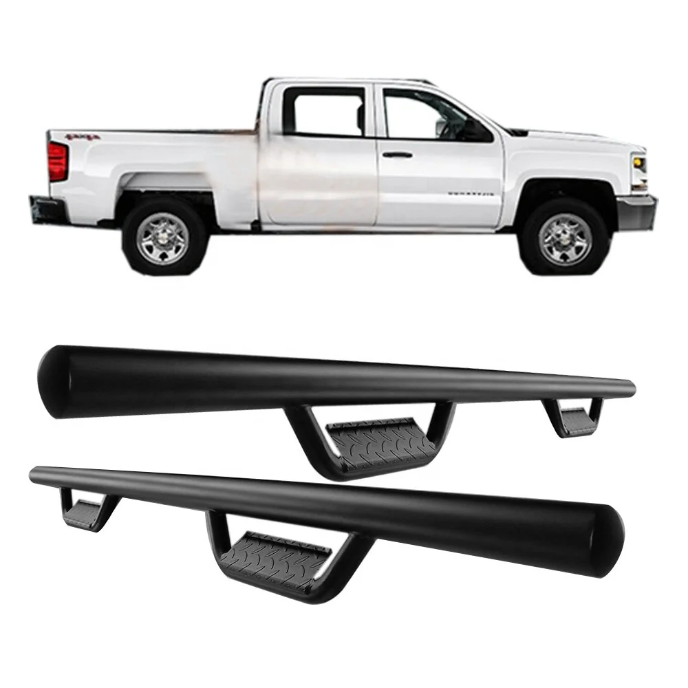 FOR 07-18 Chevrolet Silverado Double Cab 4" Running Board Side Step Nerf Bar A 