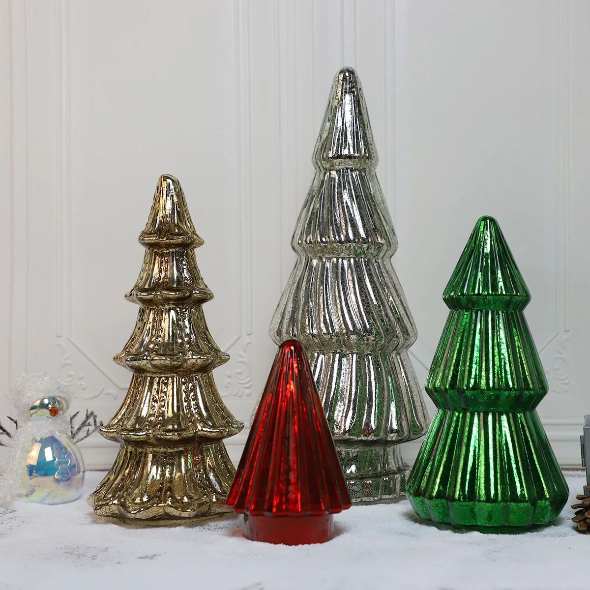 Wholesale Glass Multicolor Glass Home Decorative Led Table Decoration Small Christmas Tree