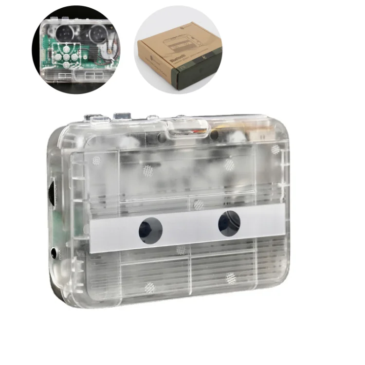 Wireless Transparent MP3 Converter Music Player Receiver 3.5mm Audio Jack USB Battery Powered Tape Cassette Player