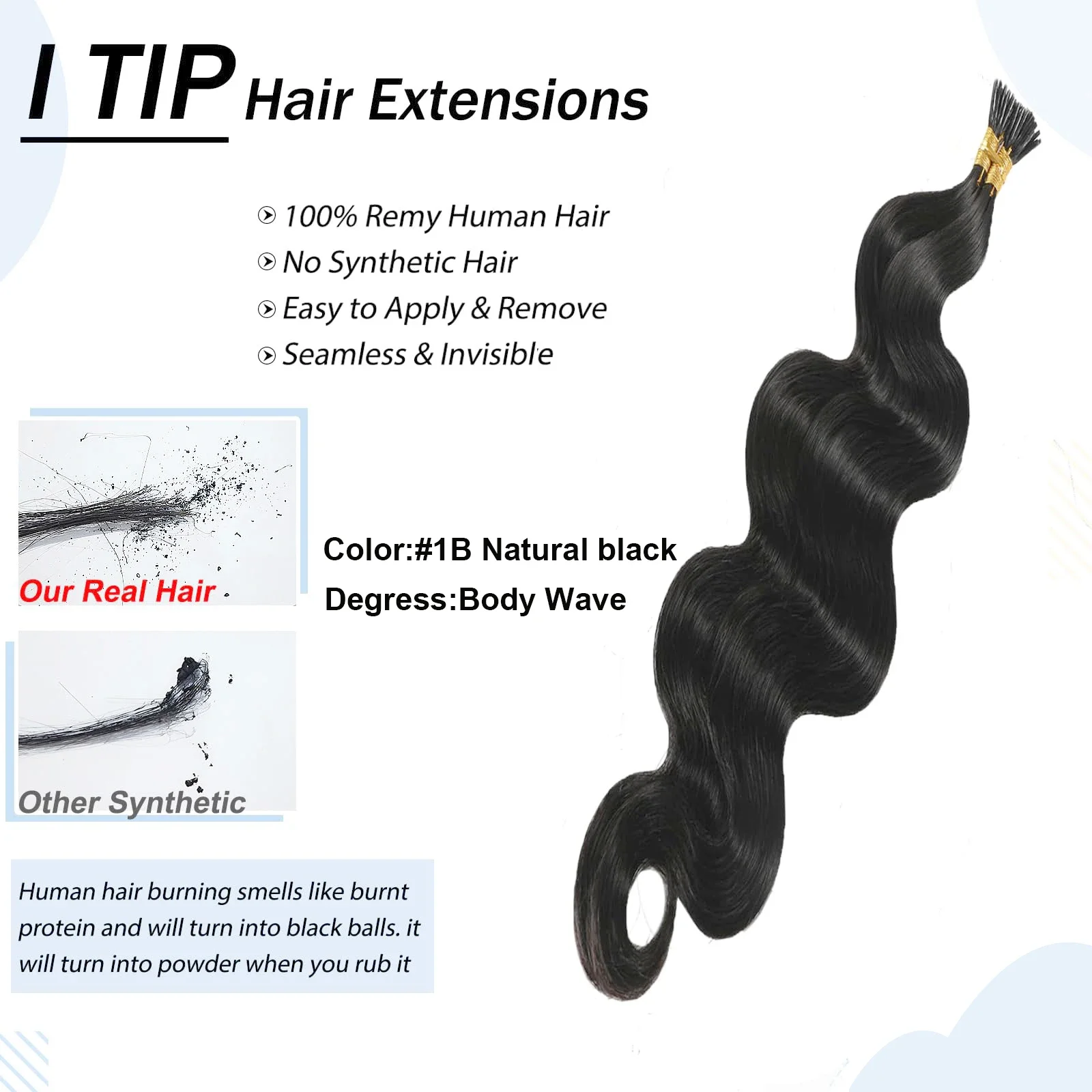Body Wave I Tip Echthaar-Verlängerung, brasilianisches Remy-Naturhaar, 16-26 Zoll_voghion.com