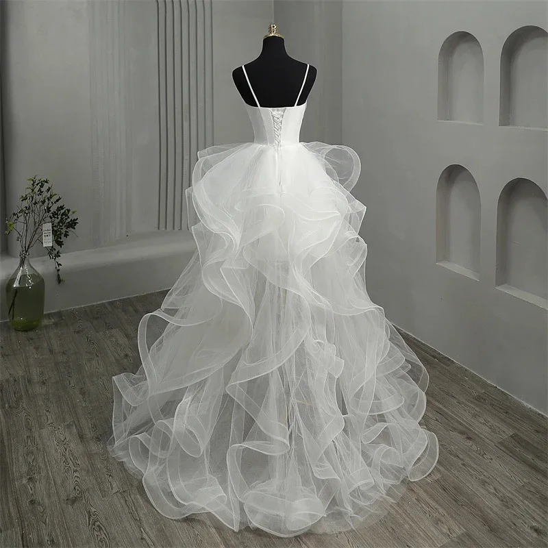 Short Front and Long Back Light Wedding Dress Princess Fluffy Trailing Cake Skirt Marriage Dress Wedding Dresses for Women