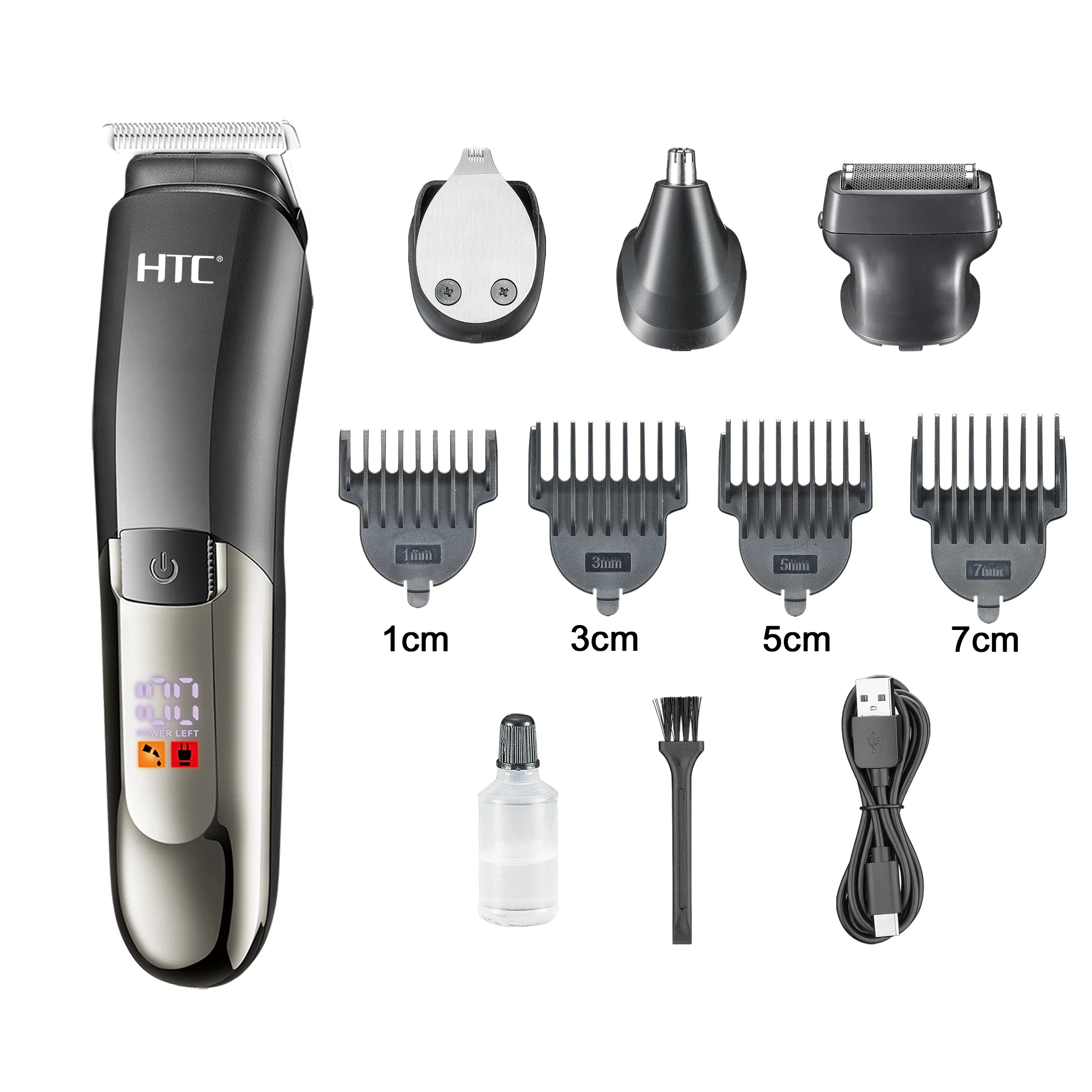 HTC AT-1216 Professional Hair Clippers and Trimmer Kit Rechargeable  Electric Cordless Body Shaving Machine Clippers - Main Image