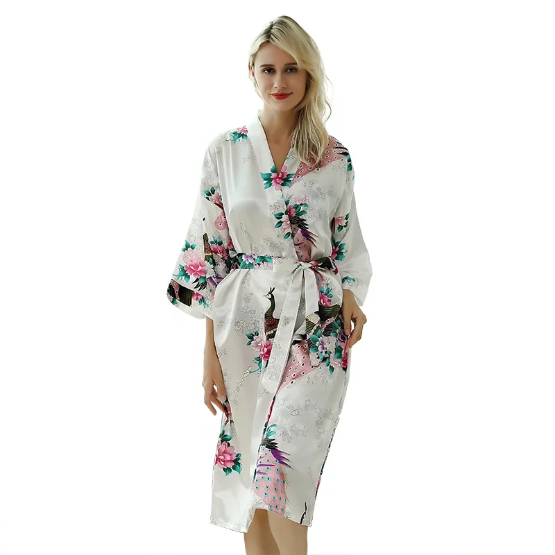 long satin kimono dressing gown