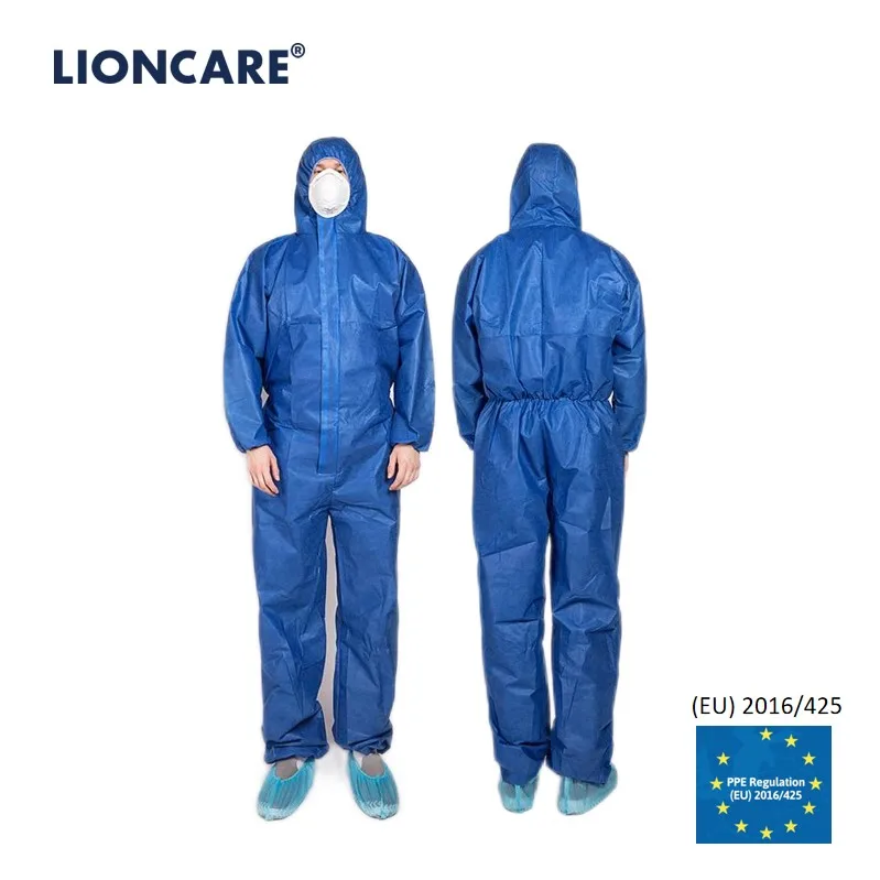 Anti-static Type 5/6 SMS Disposable Coverall Safety PPE Protective Splash-proof Disposable Coverall with Hood