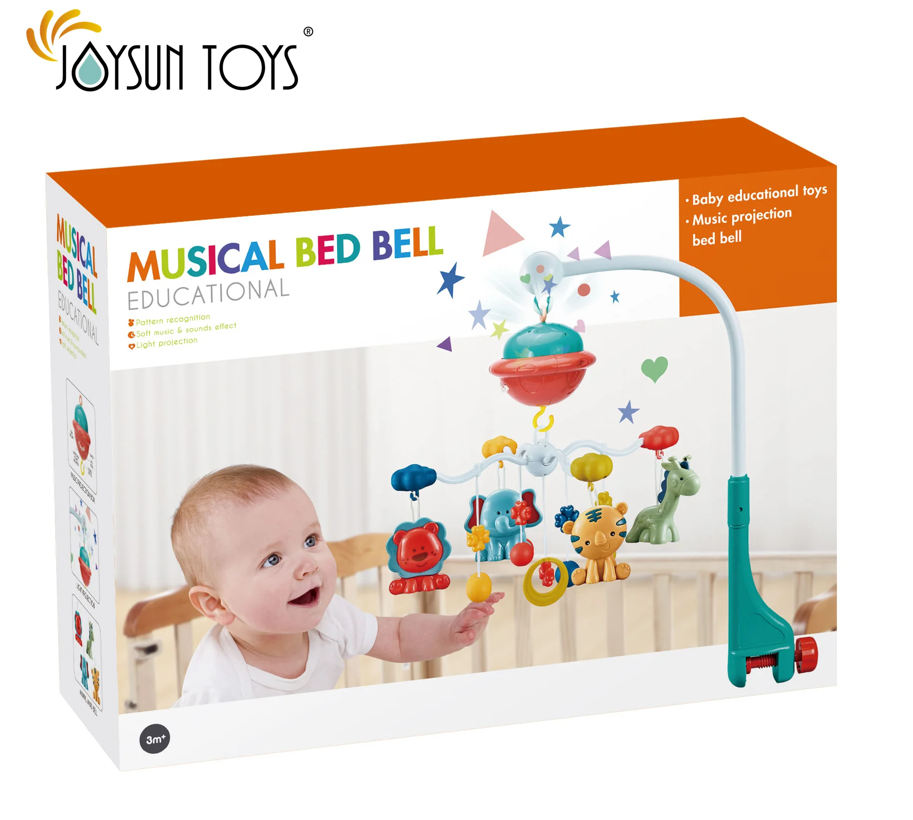 Музыкальный мобиль для детской кроватки ночник вращающаяся погремушка