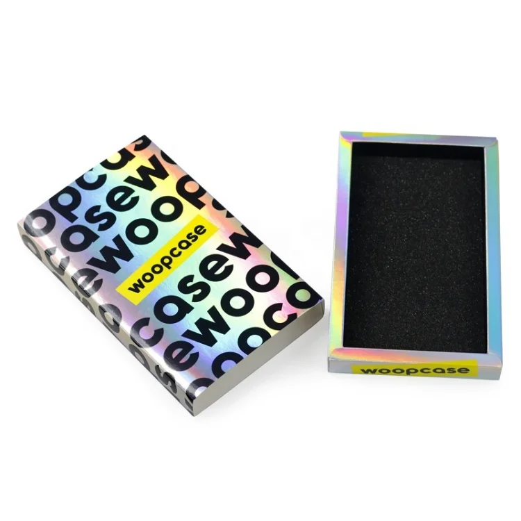 Alphabet design and printing fancy custom small gift drawer slide paper boxes silver paper drawer box for phone case