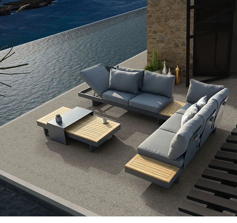 Uland Modern Aluminum Furniture Set Waterproof Convertible Back Garden
