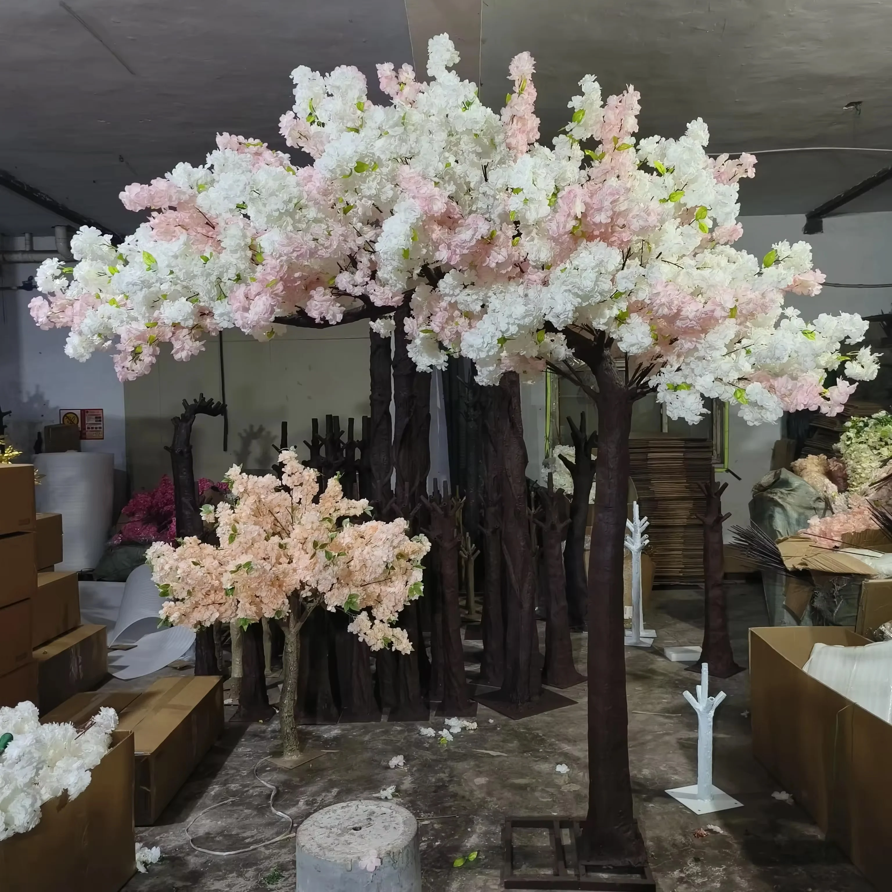 Большой открытый Крытый японский розовый белый Шелковый цветок поддельные вишни искусственные растения дерево для свадебного украшения