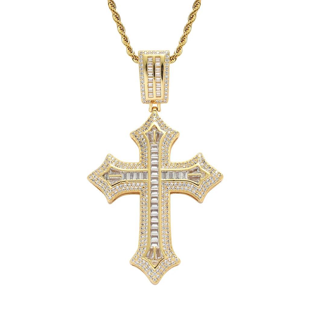 RQ Hip Hop Jewelry for Men - Shiny Coral Snake Cross Pendant