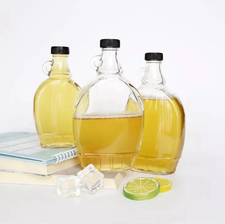 150ml 250ml 375ml 500ml Empty Maple Syrup Glass Bottle With Black Plastic Aluminum Screw Cap Wholesale