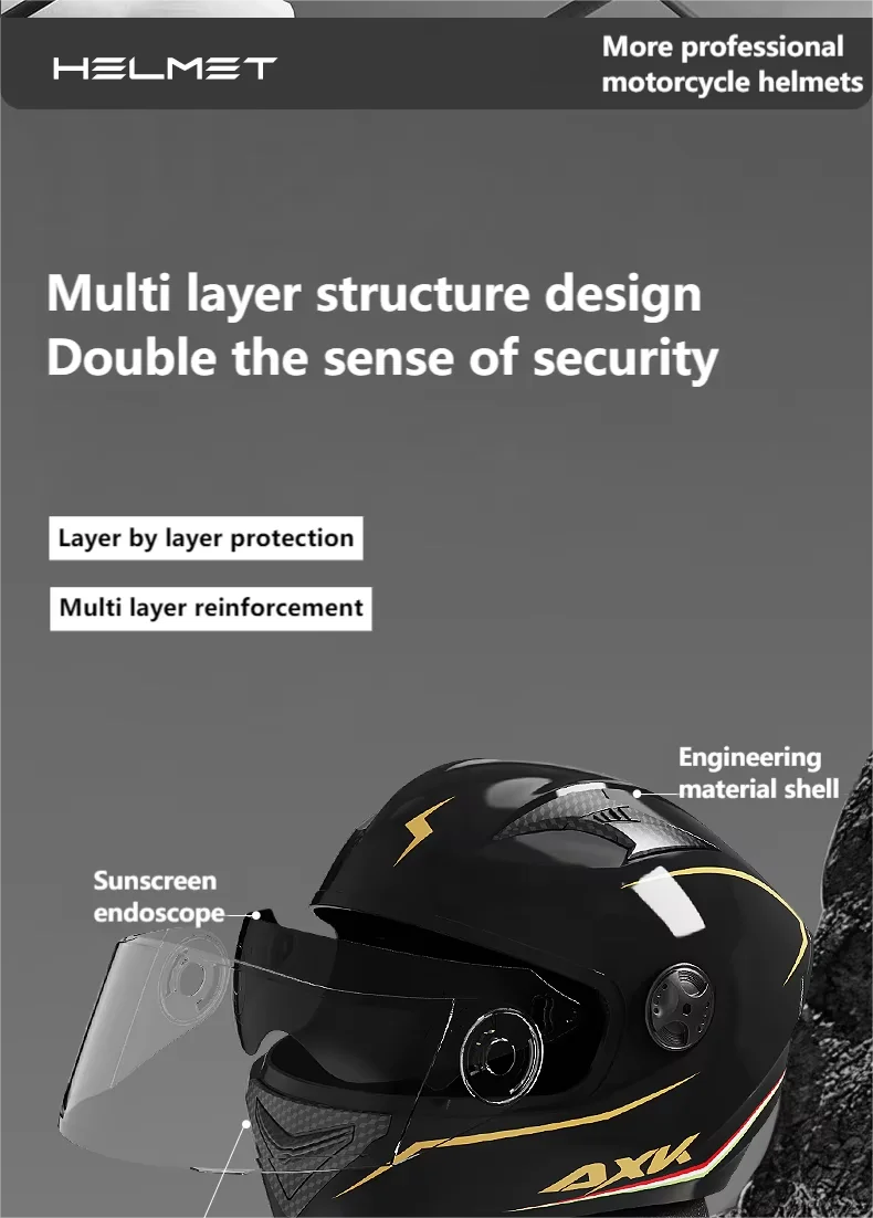 Durable Protective Classic Cool Full Face Motorcycle Helmet Solid Color Paris Cross-Border Electric Motorcycle Helmet