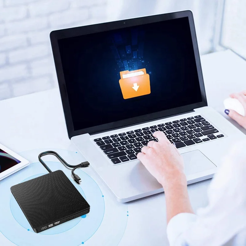 USB 3.0 Interface Slim Portable External DVD CD Drive Writer CD-RW DVD-RW Burner for Laptop Desktop Computer
