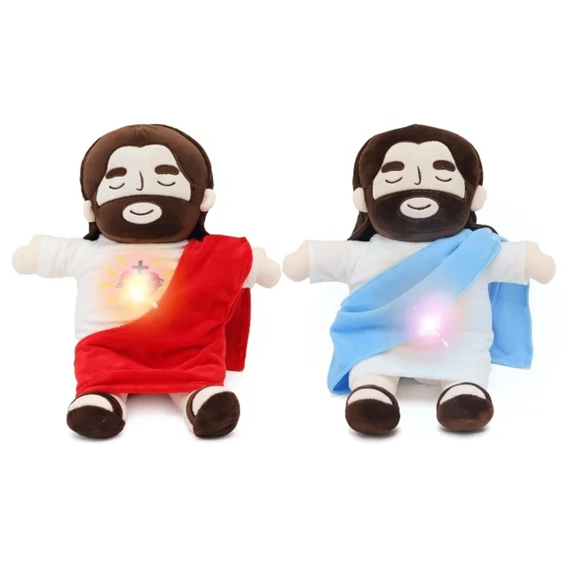 Jesus Plush Breathing Soothing Jesus Stuffed Animal Heart of Jesus Toy Savior Doll for Church