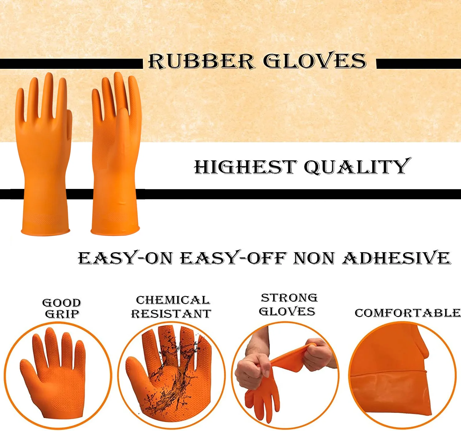 Household Waterproof Glove Long Rubber Cleaning Dish Washing Kitchen