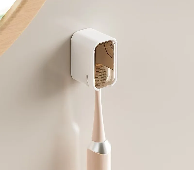 Waterproof Wall-Mounted Toothbrush Holders Strong Self-Adhesive Bathroom Organizer with Cover for Family