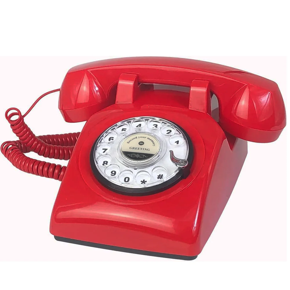 Red Color Rotary Dial Recording Wedding Telephone Recording Message ...