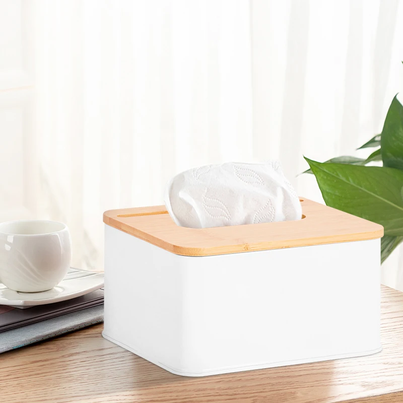 Ecologic Tissue Box Holder Rectangular Container Home and Restaurant Tissue Box L-holder Bamboo Lid