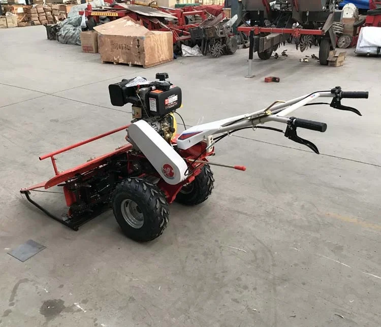 2 Wheels Tractor Mounted Manual Mini Wheat Harvester Rice Cutter Reaper