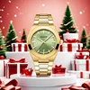 Montre-bracelet dorée avec vert