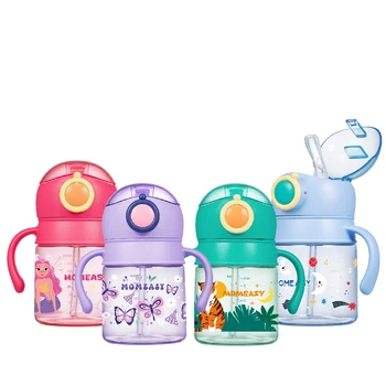 New Design Kids Baby Water Bottle Bpa Free Anti-splash Non-Spill Sippy Cup 240ml Baby Cup With Straw Handle