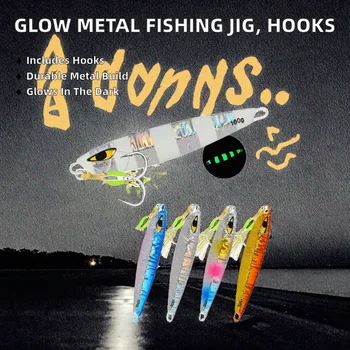 Palmer 30g Shore Casting Glow Jigging Lure Luminous Slow Pitch Saltwater Metal Fishing Jigs Printed Swivel Hook – Metal Jig – view 3
