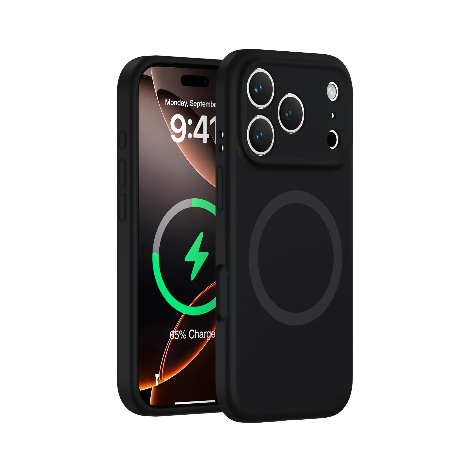 Luxury Waterproof Liquid Silicone Phone Case with Pop-up Animation Solid Color Magnetic Phone Case for iPhone 17 16 Pro Max