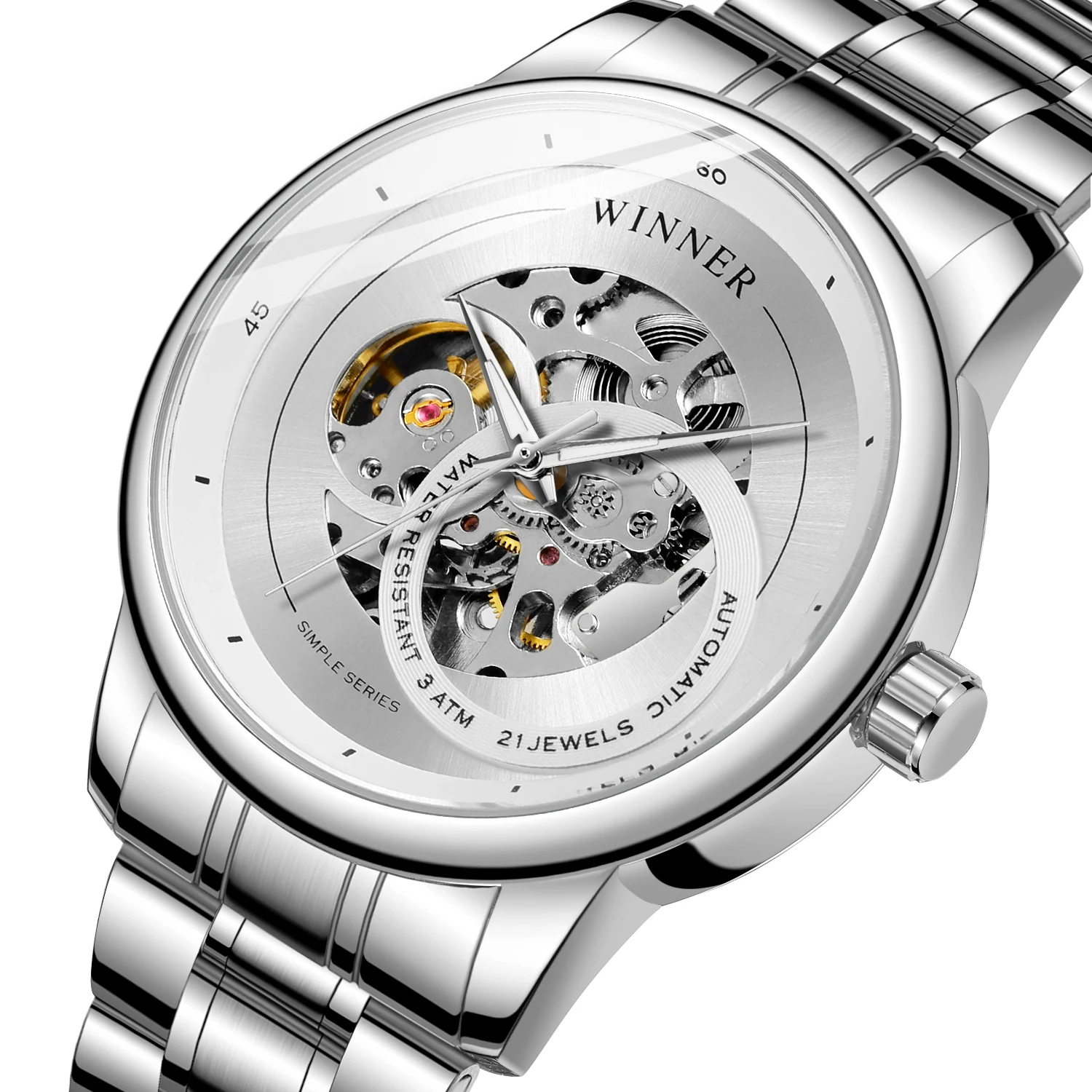 T-WINNER Gold Skeleton Men's Automatic Sport Watch