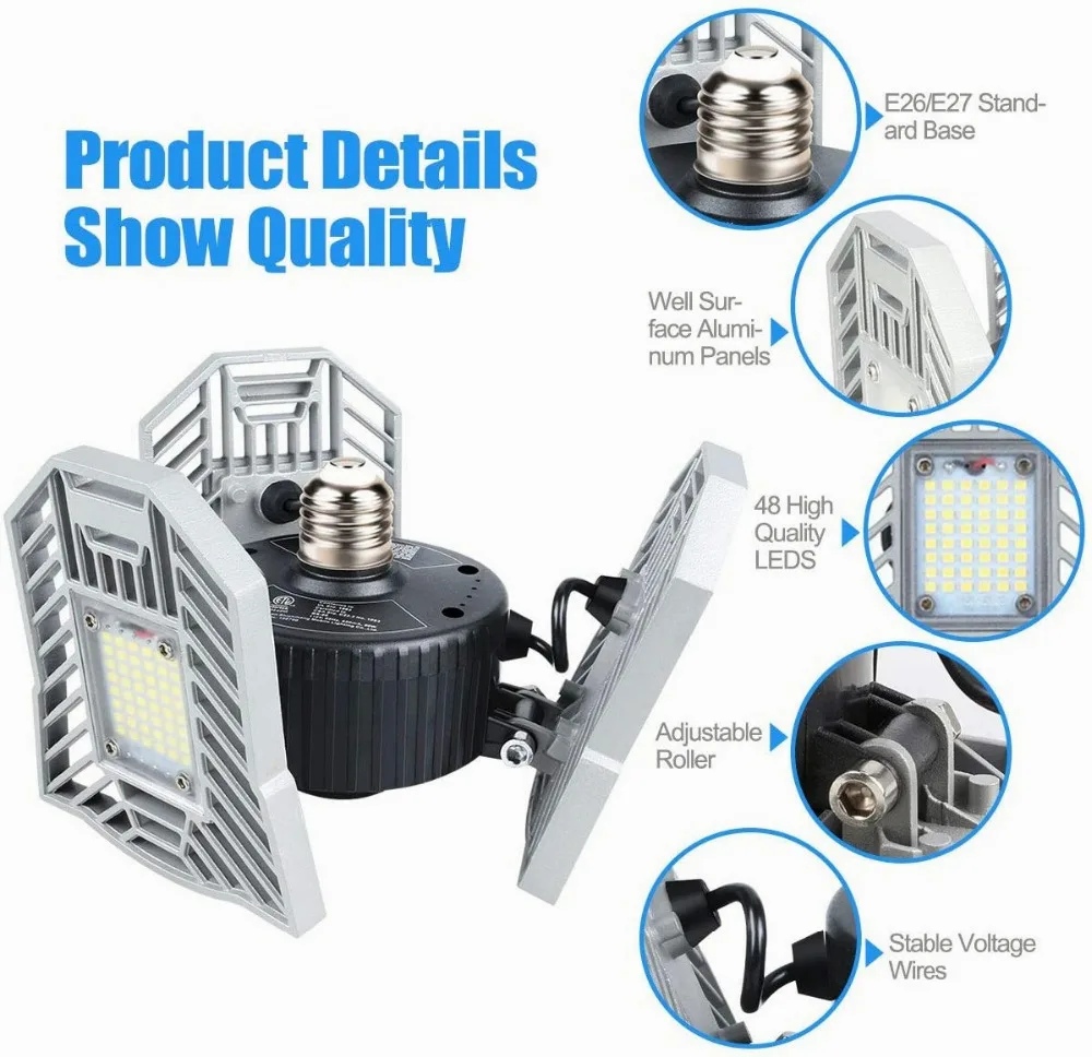 Новый одобренный ETL светодиодный деформируемый гаражный свет потолочный светильник высокой интенсивности шахтные лампы