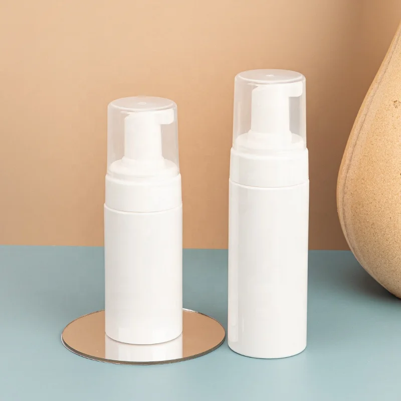Empty Plastic Foam Pump Bottle 120ml 150ml White Pet Facial Cleanser Mousse Foam Pump Bottle