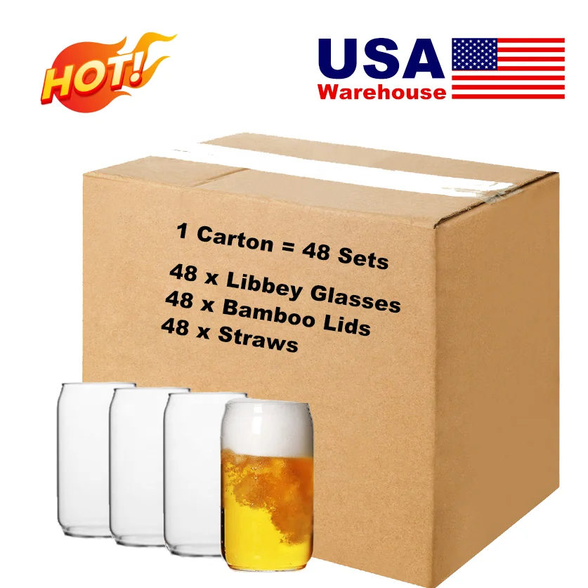 Us Warehouse Wholesale Custom Logo Libbey 16oz Bamboo Lid With Straw