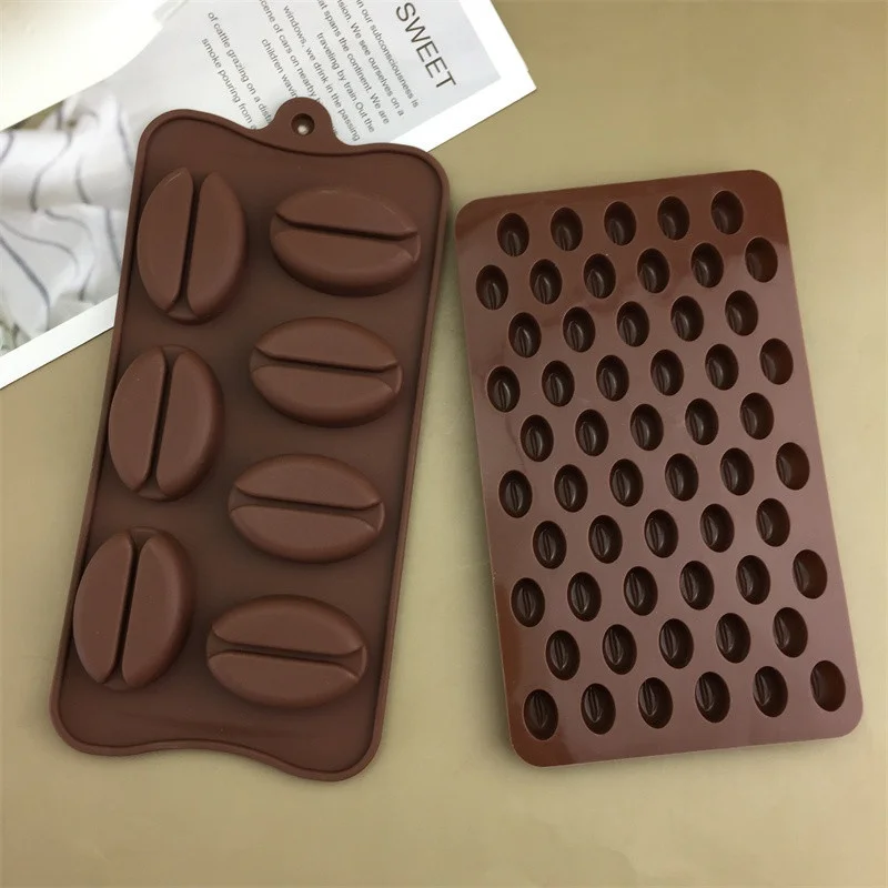7 Consecutive Coffee Bean Silicone Molds QQ Sugar Chocolate Cake Baking Fondant Tools Fire Paint Wax Particles Ice Tray