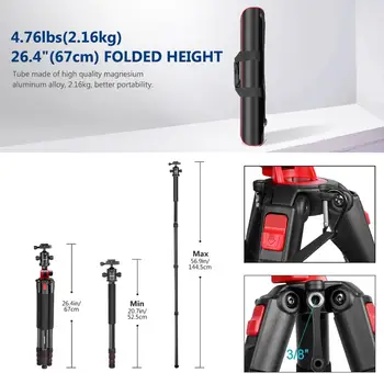 Neewer TP75 Camera Tripod Monopod  Fiber With Rotatable Center Column-Portable Lightweight,75 Inches/191 Centimeters,360 Degree detail image