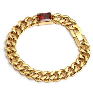 Tizti Waterproof Fashion Jewelry Bracelets Custom DIY Zircon Gold Plated Stainless Steel Link Chain Bracelet for Men Women