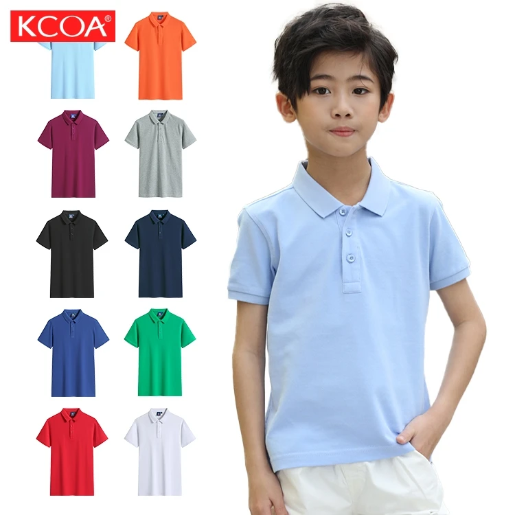 Hot Selling High Quality 100% Cotton Boy T Shirts Custom Logo Embroidered Plain Kids Polo Shirt