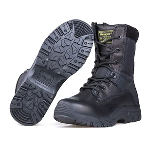 Factory OEM ODM Custom Wholesale Full Grain Leather 1200D Nylon Black Tactical Combat Boots