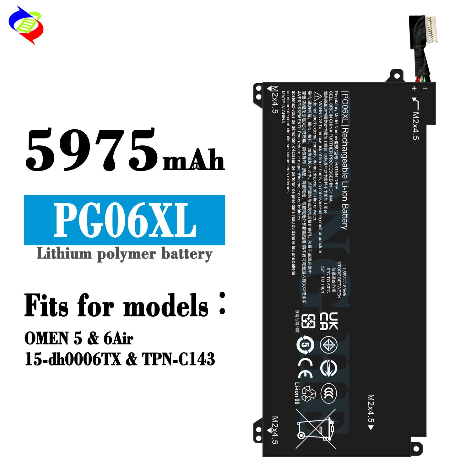New Genuine PG06XL 69Wh Laptop Battery for HP OMEN 5 6Air 15