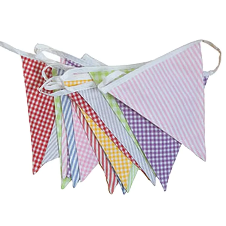 High Quality Polyester Fabric cotton Customized design Pennants String Flag Triangle Bunting Banner For Decoration