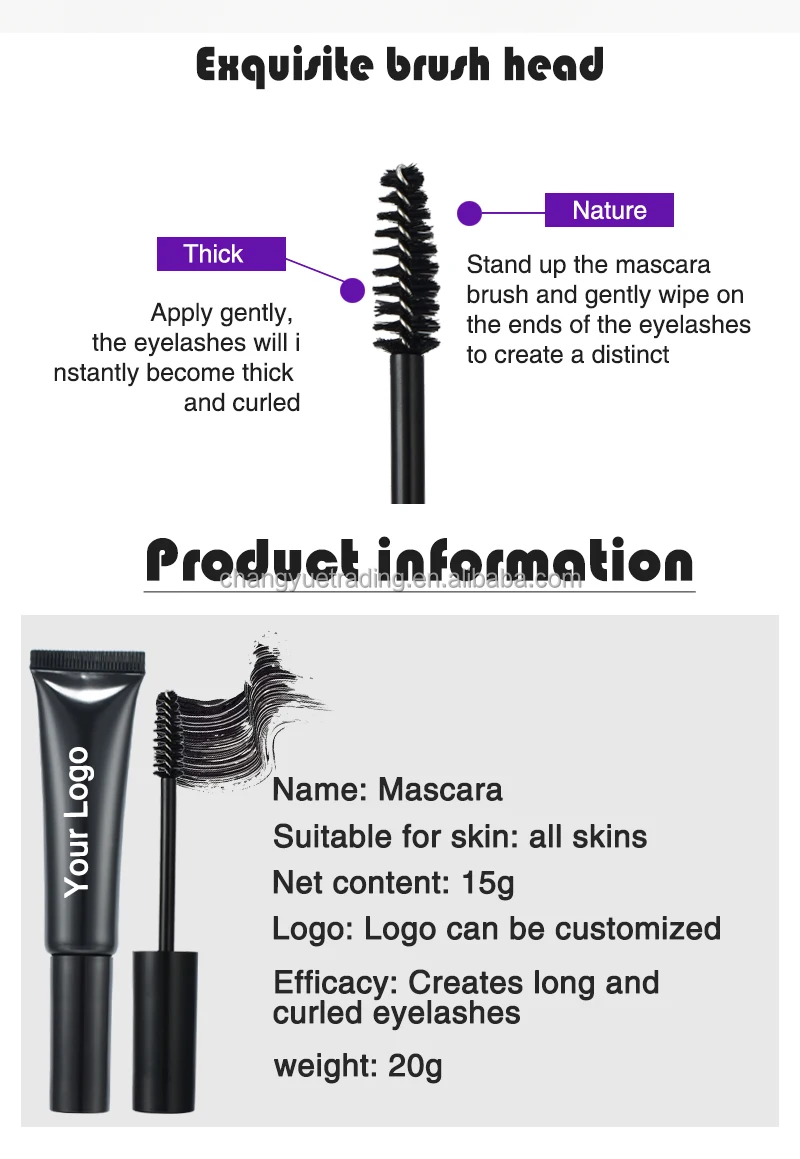 Lash Mascaras White Squeeze Tube Custom Logo Waterproof Lasting Black